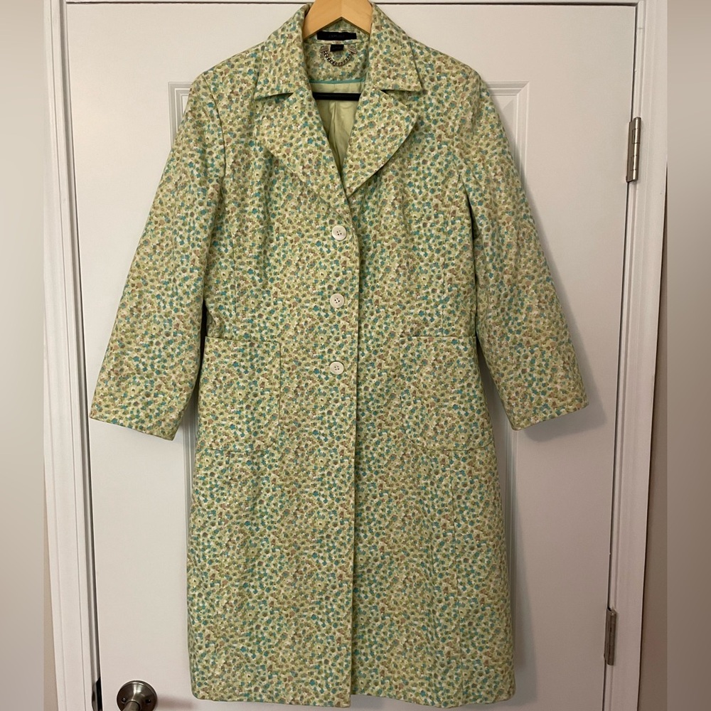 Express Floral Green Women's Vintage Coat